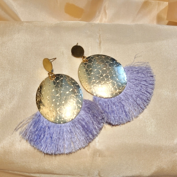 Lilac Tassel Earrings - Picture 2 of 3